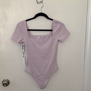 Aritzia Lilac Square-Neck Short Sleeve Bodysuit